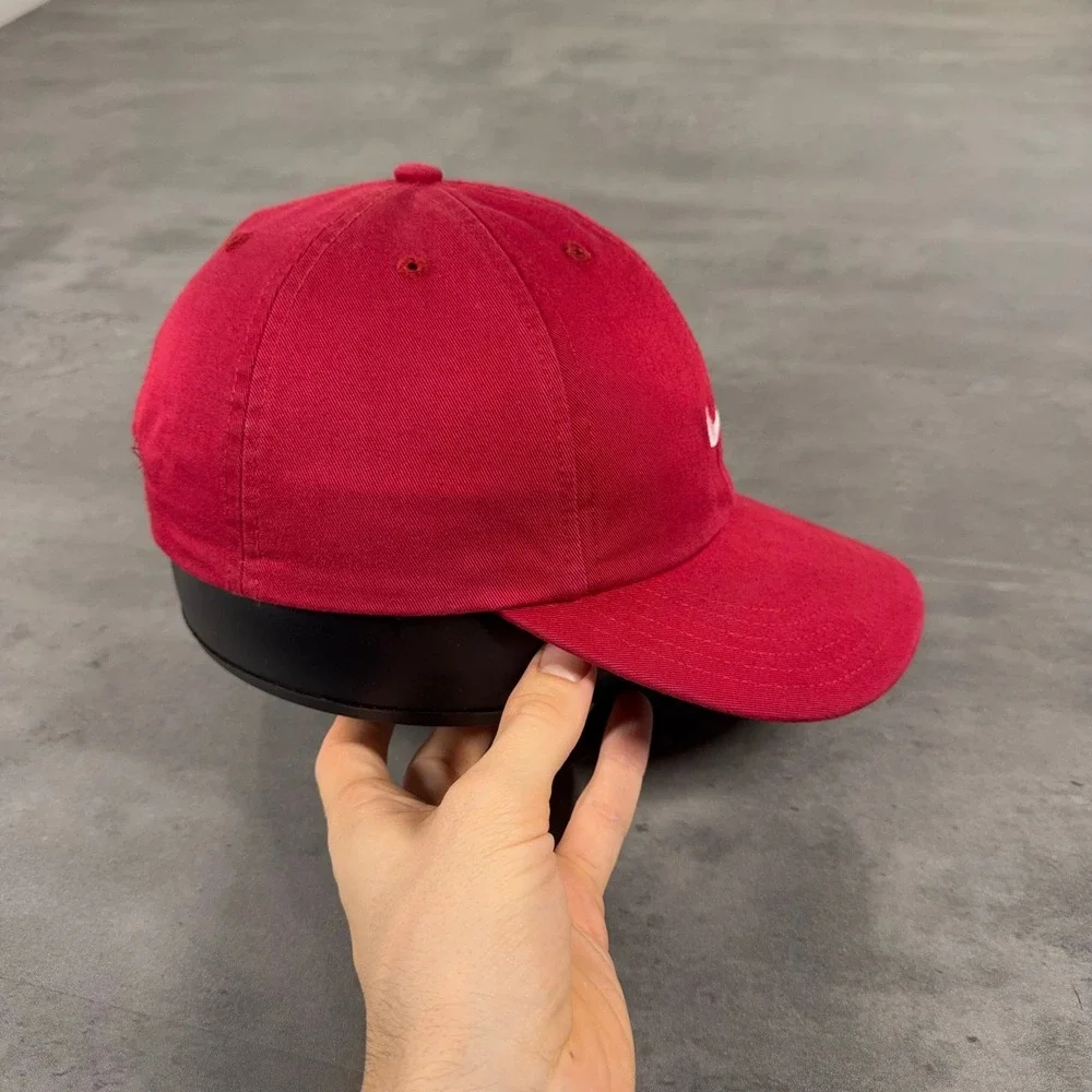 Vintage Nike Golf Hat Red Womens Adjustable Swoosh Dad Cap Strapback Embroidered